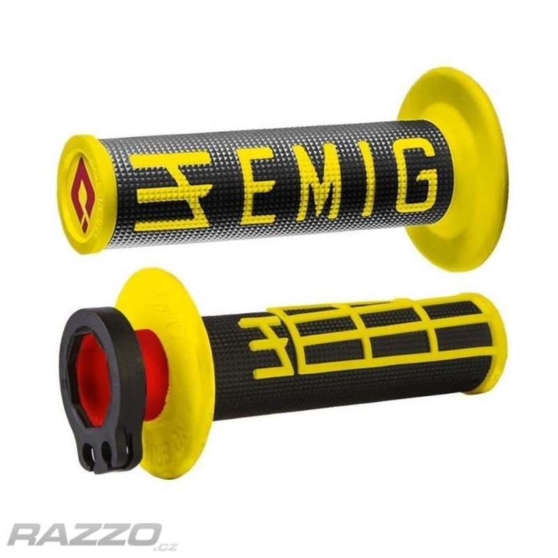 Gripy na moto ODI Emig V2 LockOn Grips Black Yellow 2t / 4t gripy