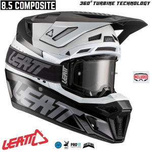 MX helma Leatt Helmet Kit Moto 8.5 V22 Black White 2022