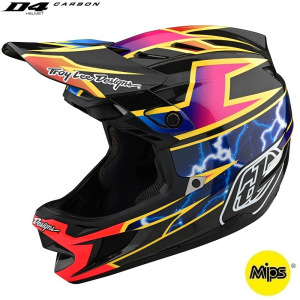 Downhill helma TroyLeeDesigns D4 Carbon Helmet MIPS Lightning Black