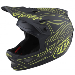 Downhill helma TroyLeeDesigns D3 Fiberlite Helmet Spiderstripe Gray Yellow