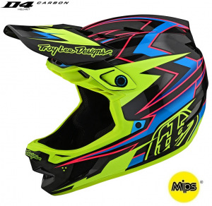 Downhill helma TroyLeeDesigns D4 Carbon Helmet MIPS Volt Black Flo Yellow 2022