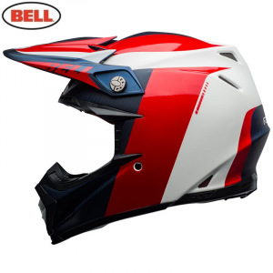 MX helma BELL Moto-9 Carbon FLEX Division White Red Blue