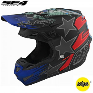 MX helma TroyLeeDesigns SE4 Composite Liberty Black + brýle zdarma