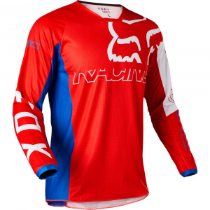 Pánský MX dres FOX 180 Skew Jersey White Red Blue 2022