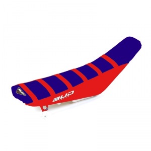 Potah sedla BudRacing Seat Cover FullTraction Beta RR 13-19 Blue Red Red Stripes