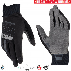 Zateplené rukavice na kolo Leatt MTB 2.0 WindBlock Glove Black 2023
