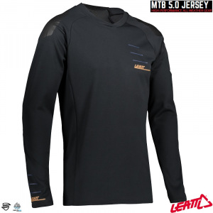 Zateplený dres na kolo Leatt MTB 5.0 All-Mtn Jersey Black 2022