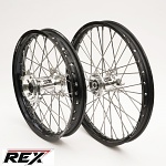 MX sada kol REX Wheels Kawasaki KX450F 19-.. - RexFelgen Blk 21x1,6 + 19x2,15 / Silver Hub