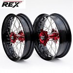 Supermoto sada kol REX Wheels Honda CRF450R GLM Blk 17x3,5 + 17x4,5 / Red Hub