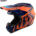 Dětská helma na motokros TroyLeeDesigns Youth GP Helmet Overload Navy Orange 2022