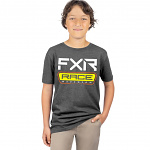 Dětské tričko FXR Youth Race Division Premium Tshirt Charcoal Heather Hi Vis