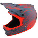 Downhill helma TroyLeeDesigns D3 Fiberlite Helmet Spiderstripe Gray Red