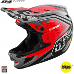 Downhill helma TroyLeeDesigns D4 Carbon Helmet MIPS SRAM Red Black 2024