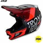 Downhill helma TroyLeeDesigns D4 Composite Helmet MIPS Qualifier Silver Red