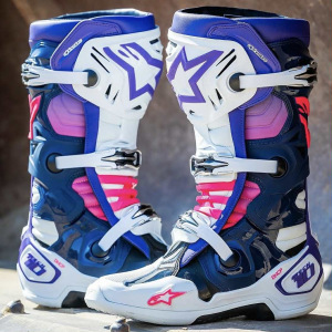 Boty na motokros Alpinestars TECH 10 White Violet Navy Blue Pink Flo