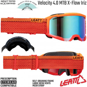 Brýle na kolo LEATT Velocity 4.0 MTB X-Flow IRIZ Goggle Red 2025