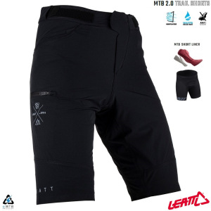 Kraťasy na kolo s vložkou Leatt MTB Trail 2.0 Shorts Black 2025