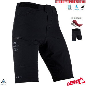 Kraťasy na kolo s vložkou Leatt MTB Trail 2.0 Shorts Black 2023