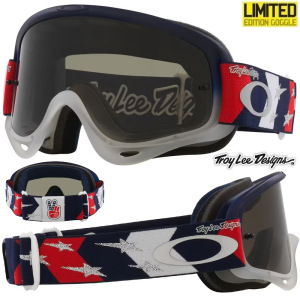 MX brýle Oakley Oframe MX TroyLeeDesigns Red White Blue Stars