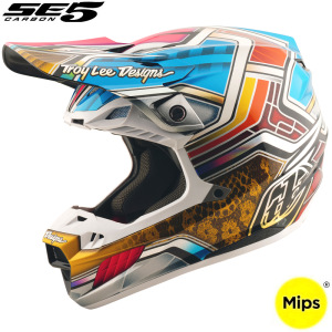 MX helma TroyLeeDesigns SE5 Carbon Helmet Lowrider Silver 2026