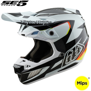 MX helma TroyLeeDesigns SE5 Carbon Helmet Optic Black 2025