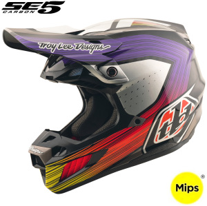 MX helma TroyLeeDesigns SE5 Carbon Helmet Stripes Black Purple 2026