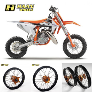 MX sada kol HaanWheels KTM SX50 Husqvarna TC50 24-.. Excel Black 14x1,6 + 12x1,6 / Orange Hub