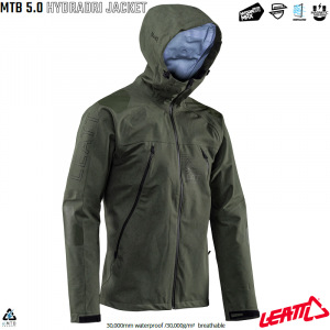 Nepromokavá bunda na kolo Leatt MTB 5.0 HydraDri Jacket Spinach 2024