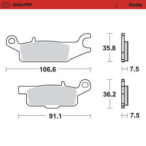 Přední brzdové destičky MotoMaster Brake Pads 960-11 Yamaha Raptor 250