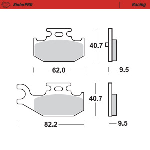 Zadní brzdové destičky MotoMaster Brake Pads Racing 964-11 Yamaha Raptor 700