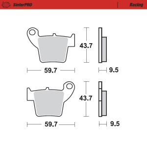 Zadní brzdové destičky MotoMaster Brake Pads Rear 943-11 Honda CRF / CR / CRF-X 02-..