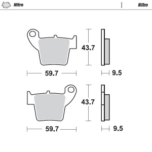 Zadní brzdové destičky MotoMaster Brake Pads Rear Nitro 943-21 Honda CRF / CR / CRF-X 02-..