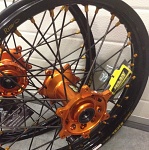 MX sada kol HaanWheels KTM SX / SXF 13  - Excel Blk 21x1,6+19x2,15 / Org Hub + Org Nipl + Blk Spk 