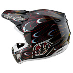 MX helma TroyLeeDesigns SE5 Carbon Helmet Torched Black Red 2025