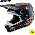 MX helma TroyLeeDesigns SE5 Carbon Helmet Torched Black Red 2025