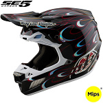 MX helma TroyLeeDesigns SE5 Carbon Helmet Torched Black Red 2025