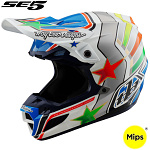 MX helma TroyLeeDesigns SE5 Composite Helmet Rays White Blue 2025