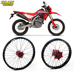 MX sada kol HaanWheels Honda CRF300L 21-.. - Excel Blk 21x1,6 + 18x2,15 / Red Hub