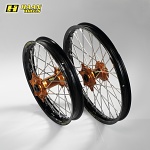 MX sada kol HaanWheels KTM SX / SXF 23-.. Excel Black 21x1,6 + 19x2,15 / Orange Hub