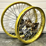 MX sada kol HaanWheels Suzuki RM250 - Excel Yellow 21x1,6 + 19x2,15 / Magnesium Hub