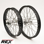 MX sada kol REX Wheels KTM SX SXF 23-.. - RexFelgen Blk 21x1,6 + 19x2,15 / Silver Hub