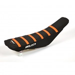 Potah sedla BudRacing Seat Cover FullTraction KTM SX/SXF 11-15 EXC 12-16 Black Orange Stripes