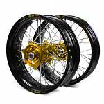 Supermoto sada kol HaanWheels Stark Varg Excel Black 17x3,5 + 17x4,25 / Gold Hub